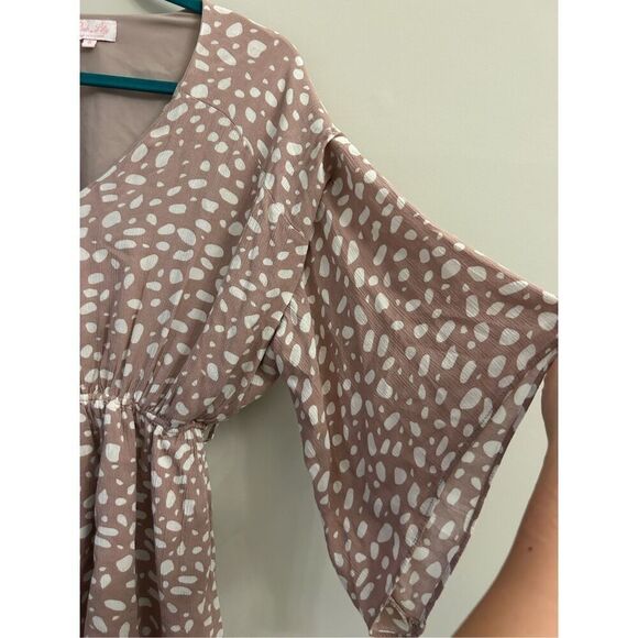 Pink Lily Polka Dot Romper Size S Taupe GUC - Picture 4 of 12